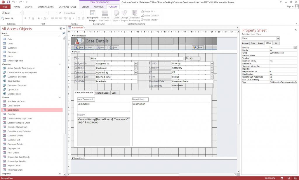 form design view