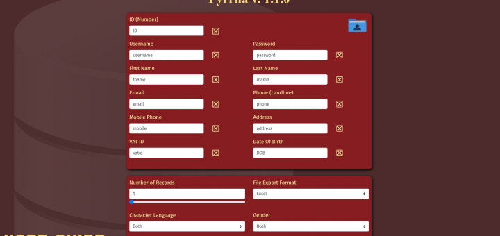 Pyrrha random user data generator